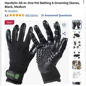 HandsOn Black Pet Grooming Gloves